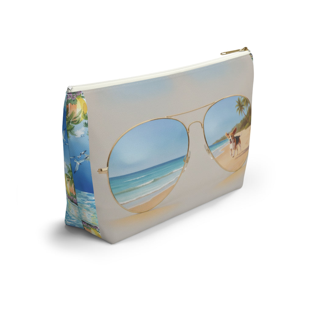 Tropical Beach Accessory Pouch – Sunglasses Reflection Makeup Bag