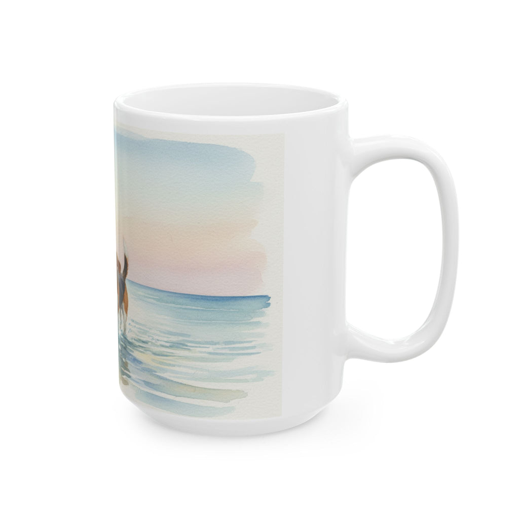 Beach Dog Ceramic Mug – Beagle in Surf 11oz/15oz