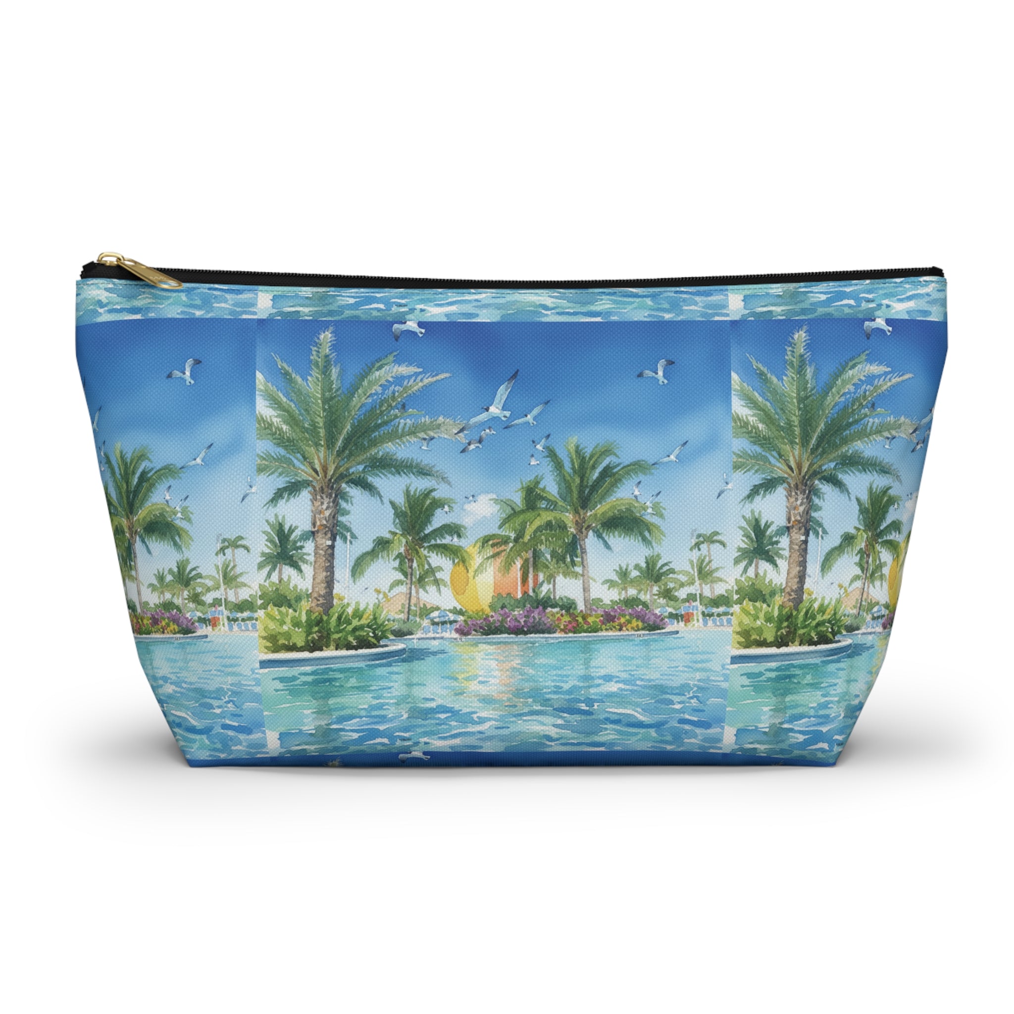 Tropical Beach Accessory Pouch – Sunglasses Reflection Makeup Bag