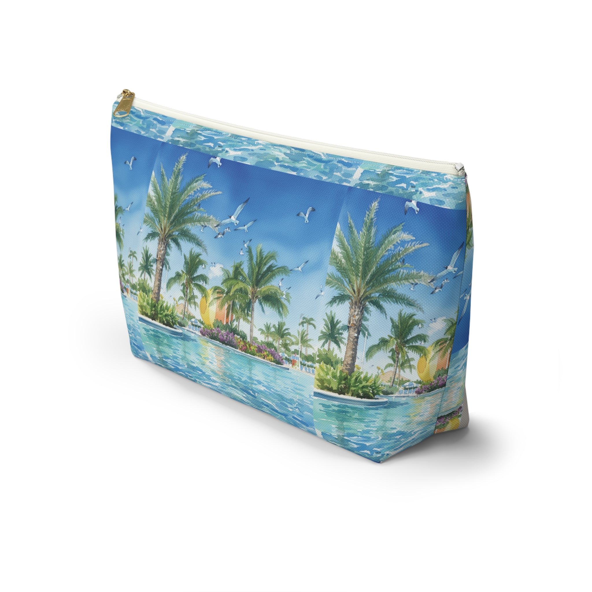 Tropical Beach Accessory Pouch – Sunglasses Reflection Makeup Bag