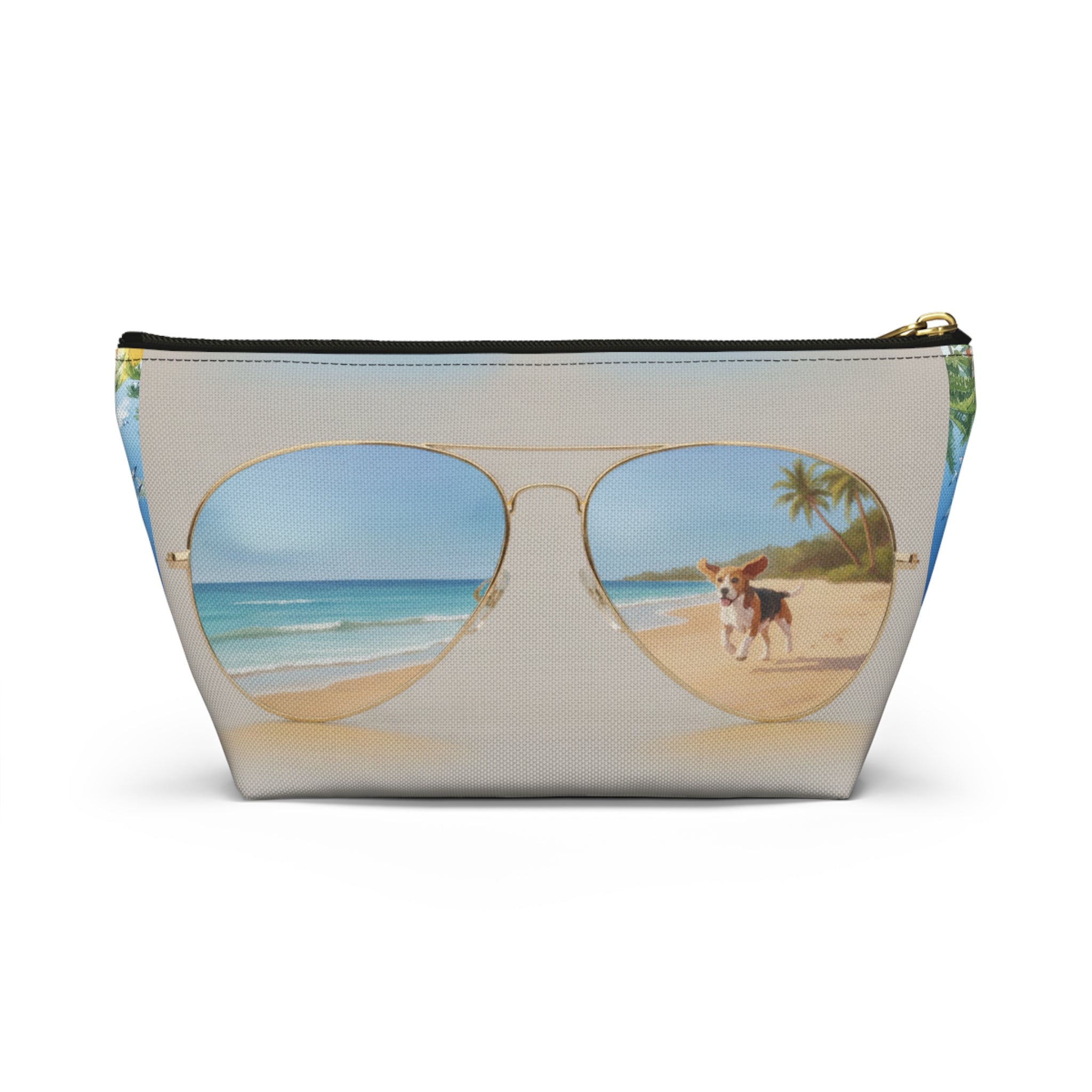 Tropical Beach Accessory Pouch – Sunglasses Reflection Makeup Bag