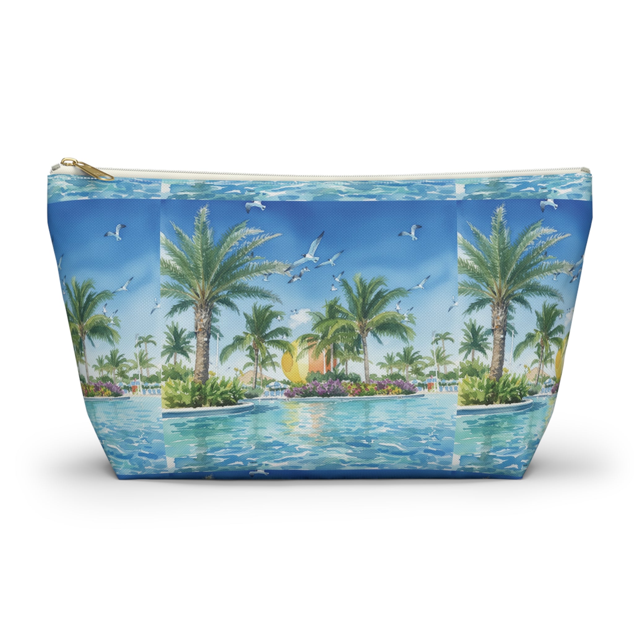 Tropical Beach Accessory Pouch – Sunglasses Reflection Makeup Bag