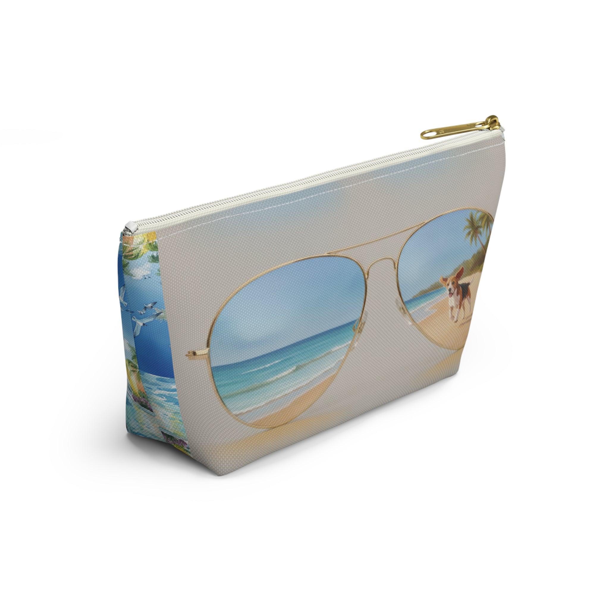 Tropical Beach Accessory Pouch – Sunglasses Reflection Makeup Bag