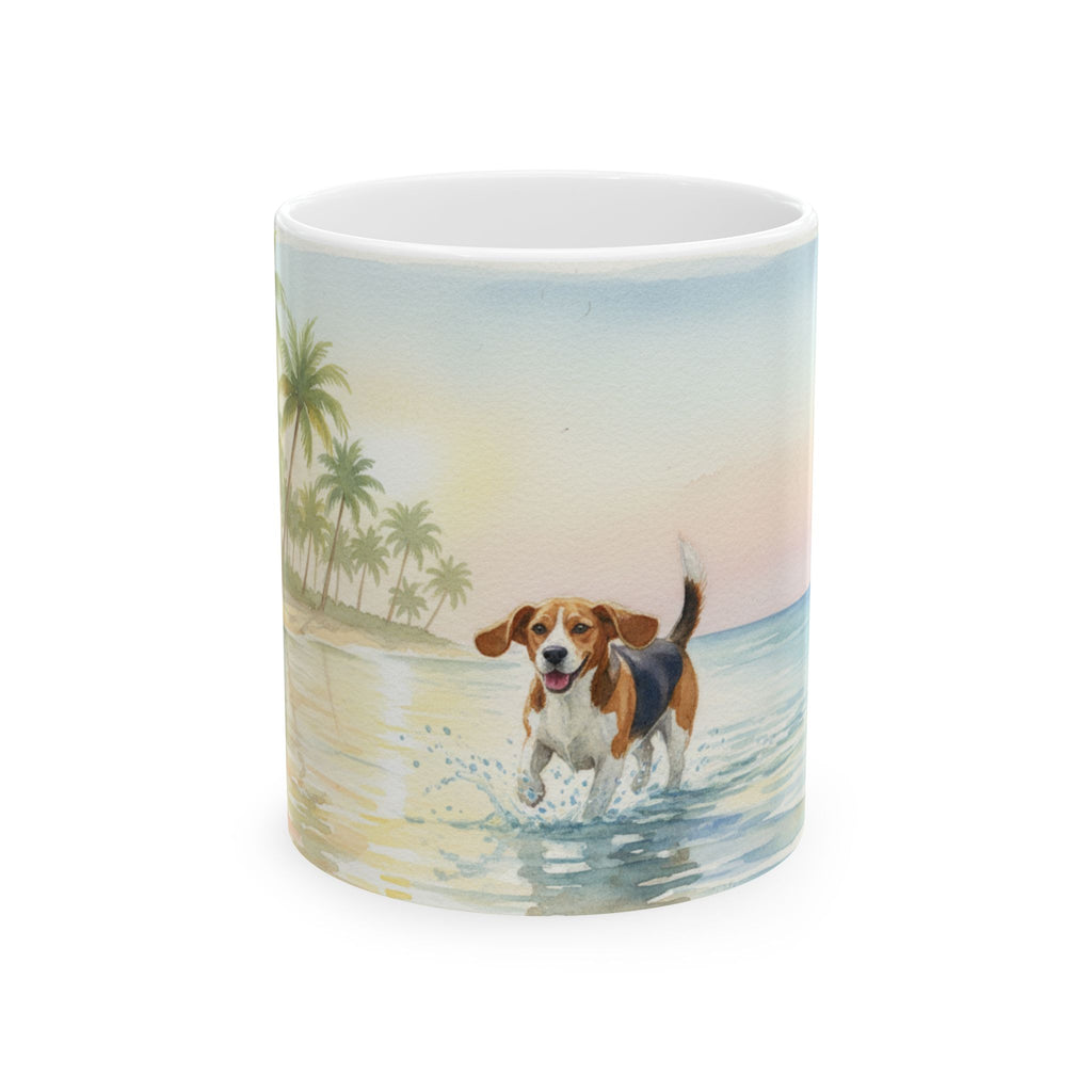 Beach Dog Ceramic Mug – Beagle in Surf 11oz/15oz