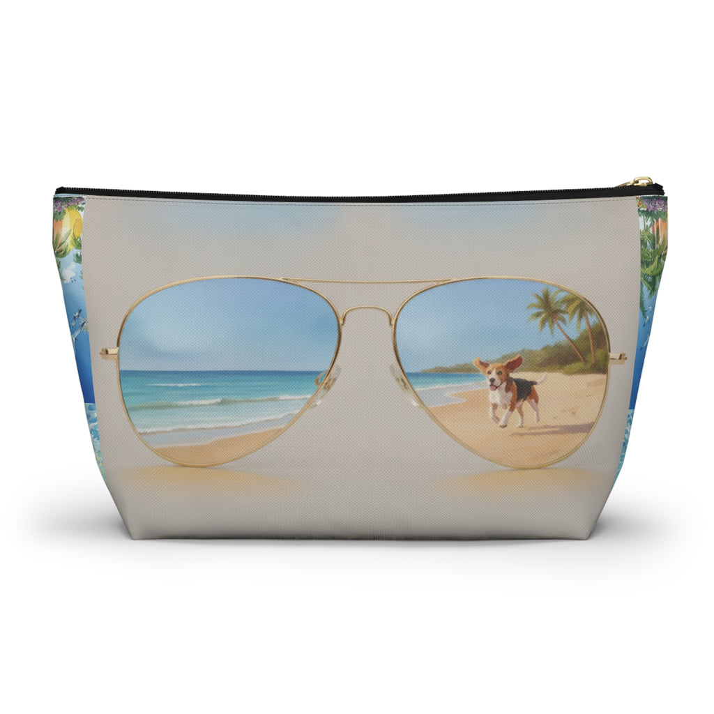 Tropical Beach Accessory Pouch – Sunglasses Reflection Makeup Bag