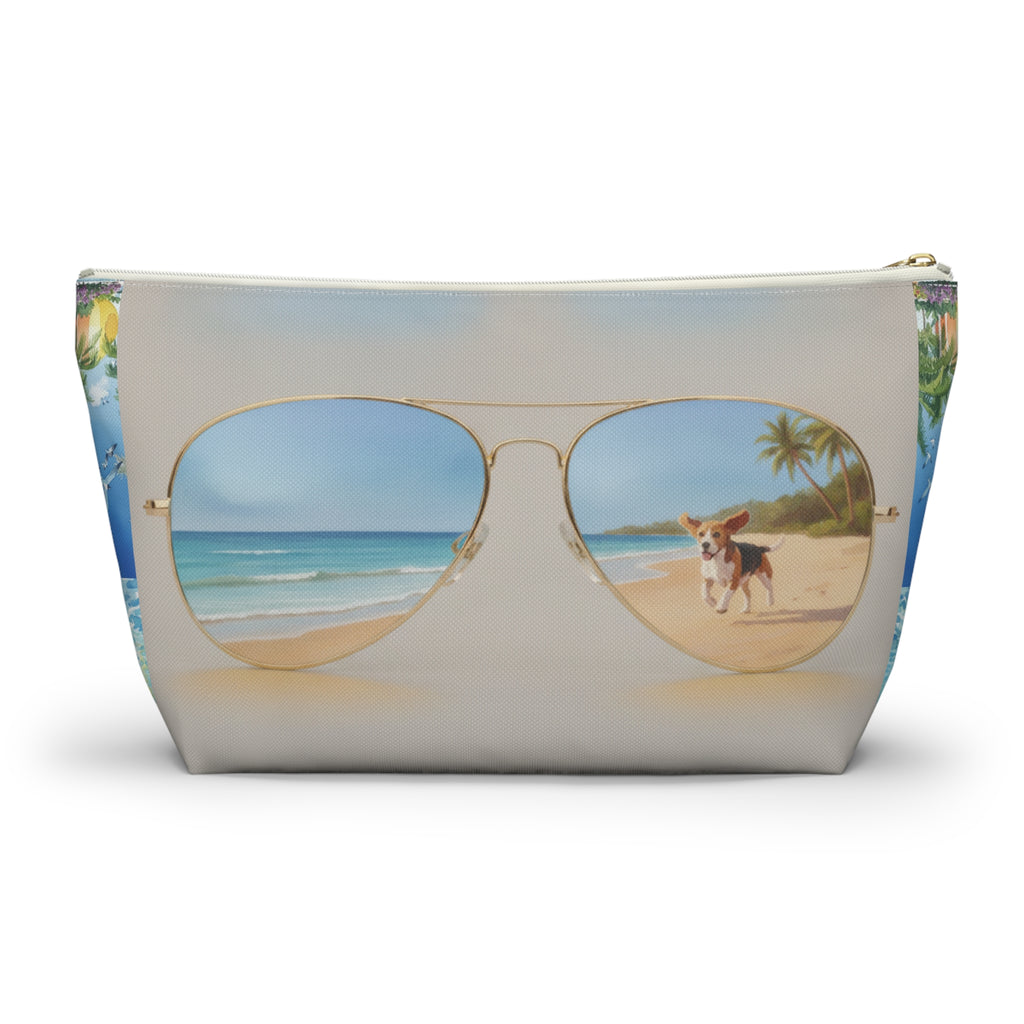 Tropical Beach Accessory Pouch – Sunglasses Reflection Makeup Bag