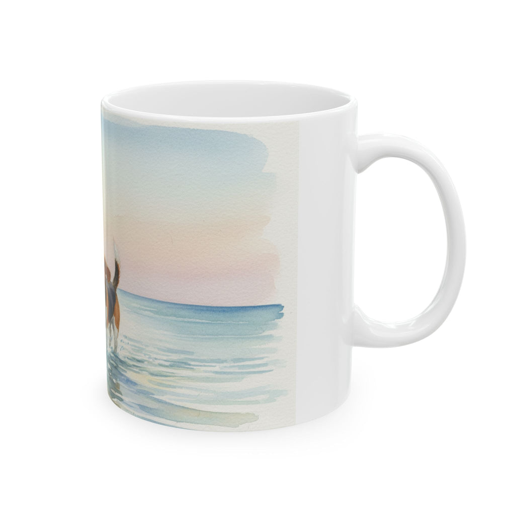 Beach Dog Ceramic Mug – Beagle in Surf 11oz/15oz