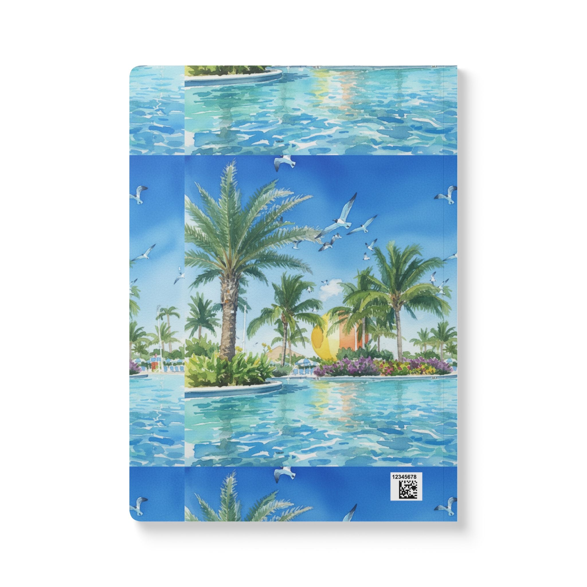 Tropical Palm Pool Softcover Journal – Seaside Vacation Notebook