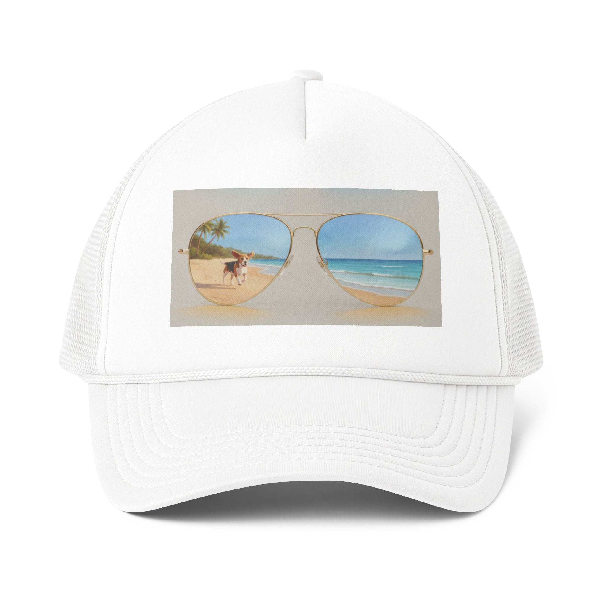 Trucker Cap — Beach Sunglasses Print (Tropical Vacation Hat)
