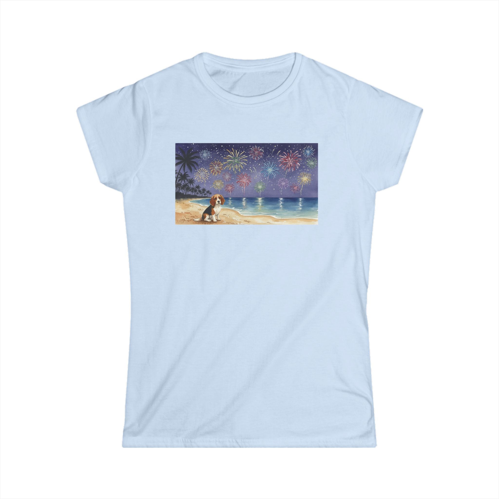 Beach Fireworks Tee — Dog Watching Fireworks at Night
