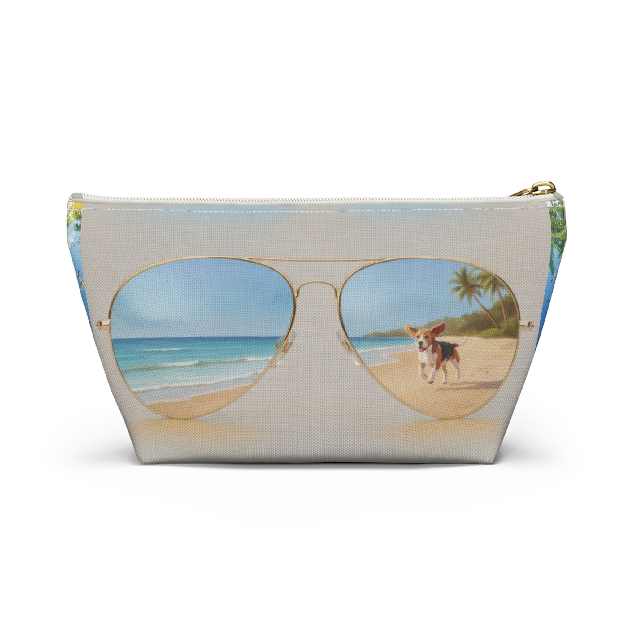 Tropical Beach Accessory Pouch – Sunglasses Reflection Makeup Bag