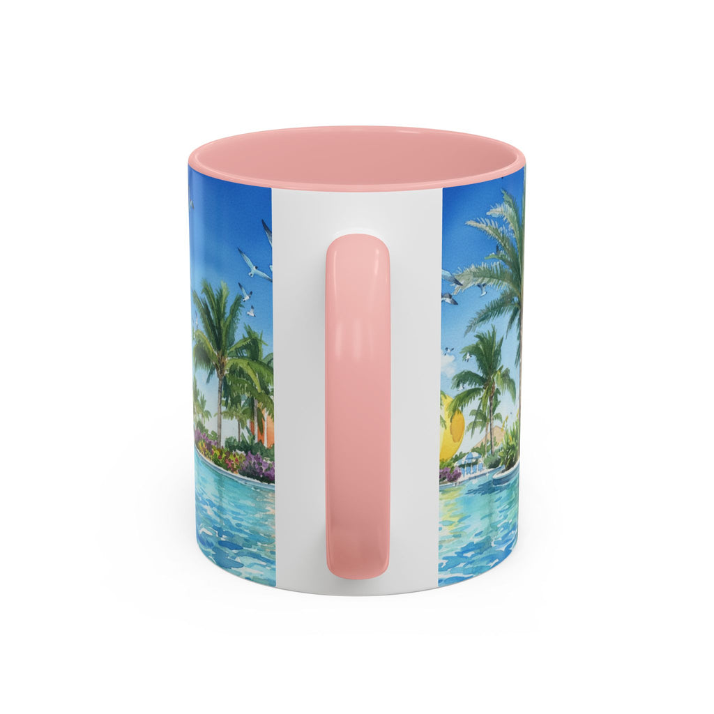 Tropical Palm Beach Coffee Mug — Sunset Seagulls Accent Mug (11/15oz)