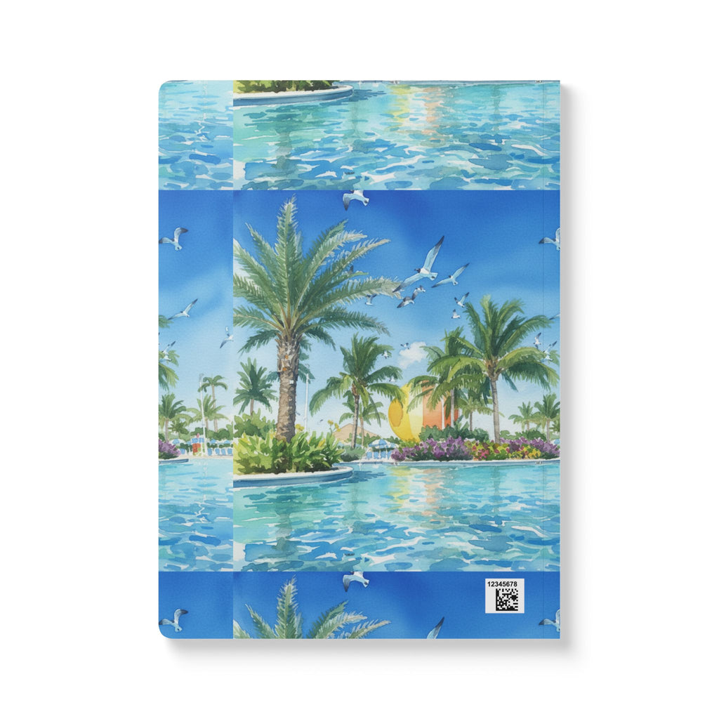 Tropical Palm Pool Softcover Journal – Seaside Vacation Notebook