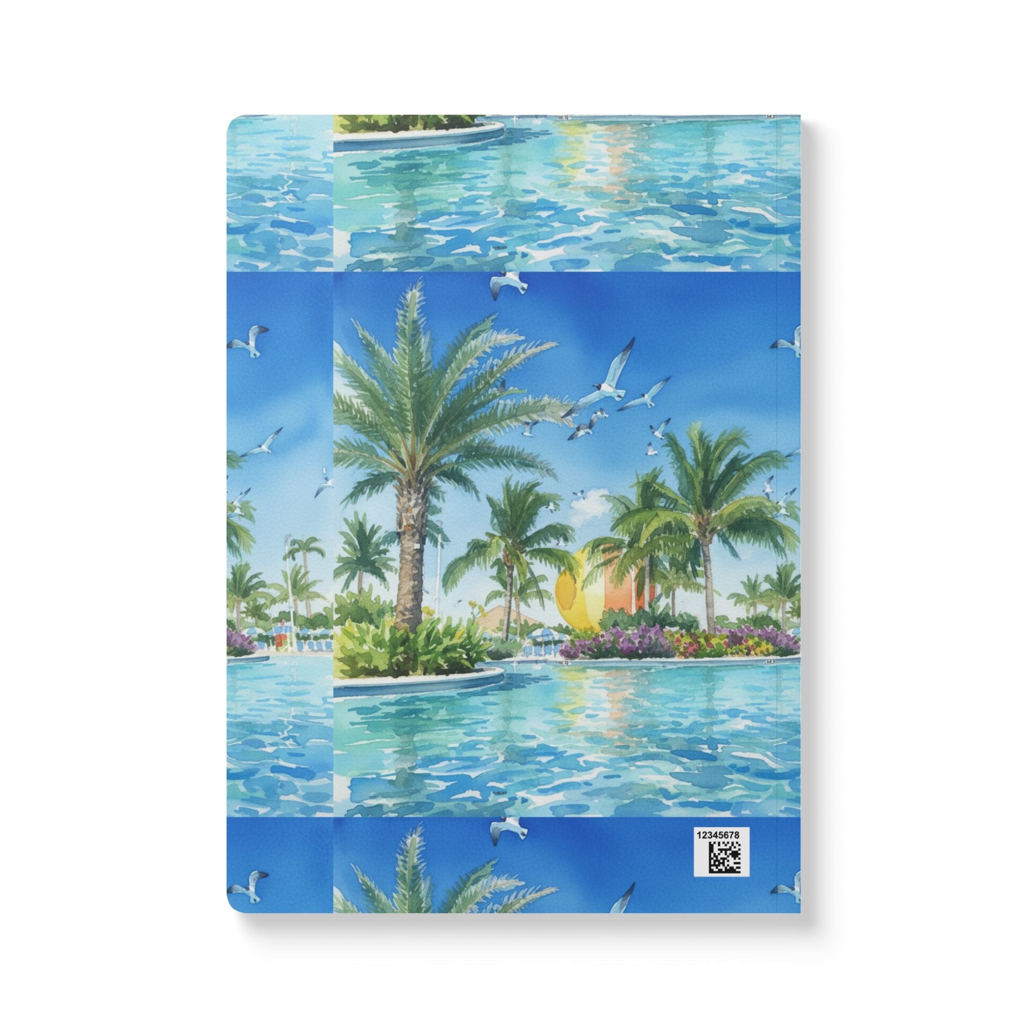 Tropical Palm Pool Softcover Journal – Seaside Vacation Notebook