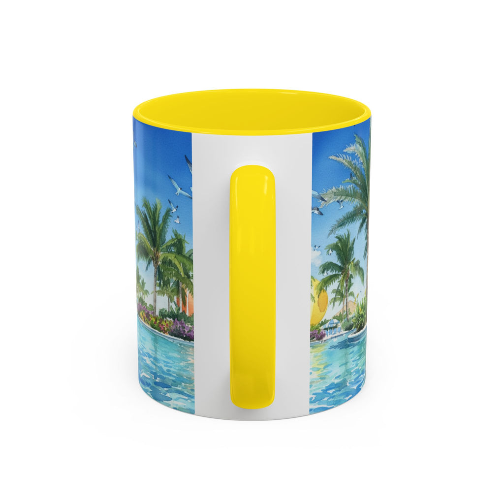 Tropical Palm Beach Coffee Mug — Sunset Seagulls Accent Mug (11/15oz)