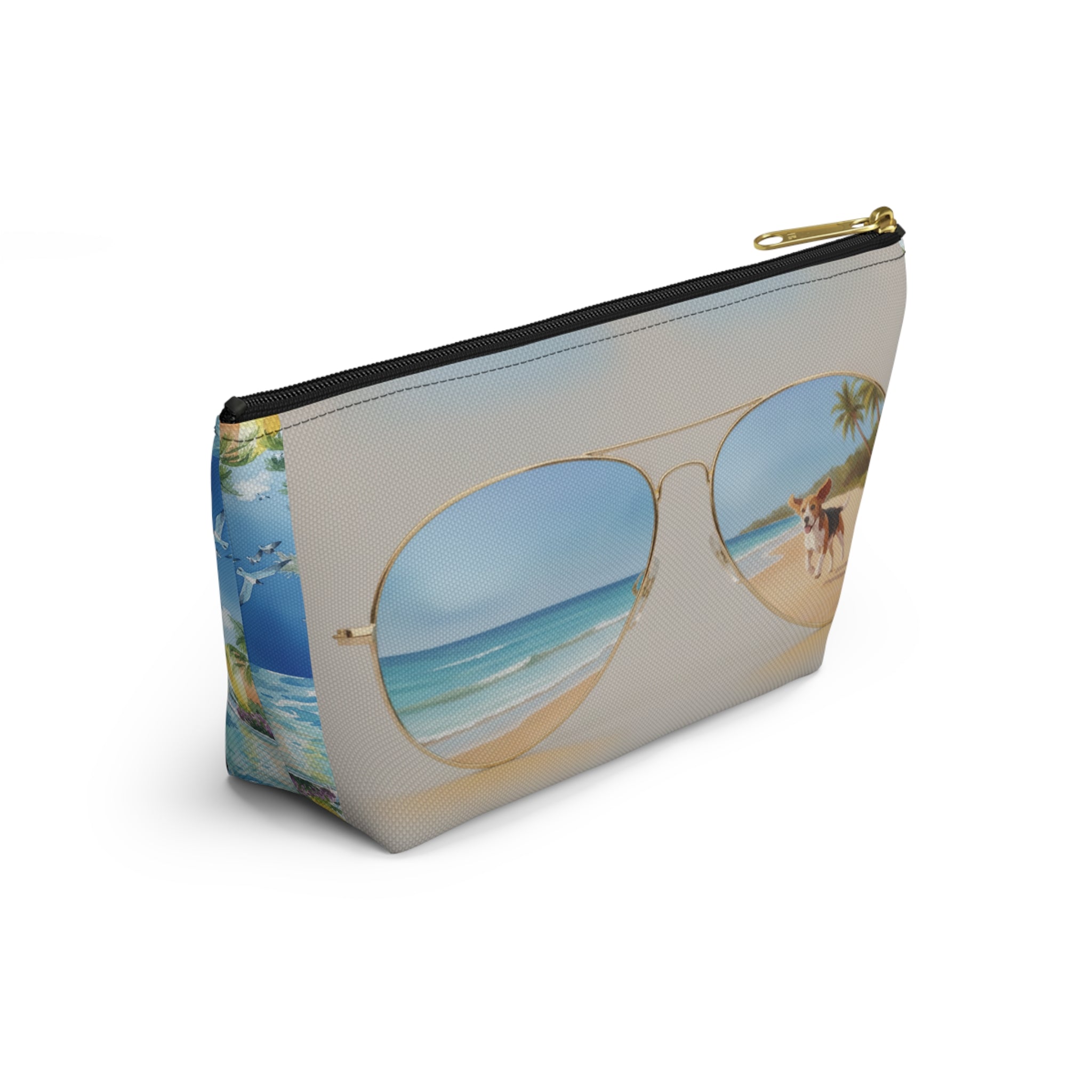 Tropical Beach Accessory Pouch – Sunglasses Reflection Makeup Bag