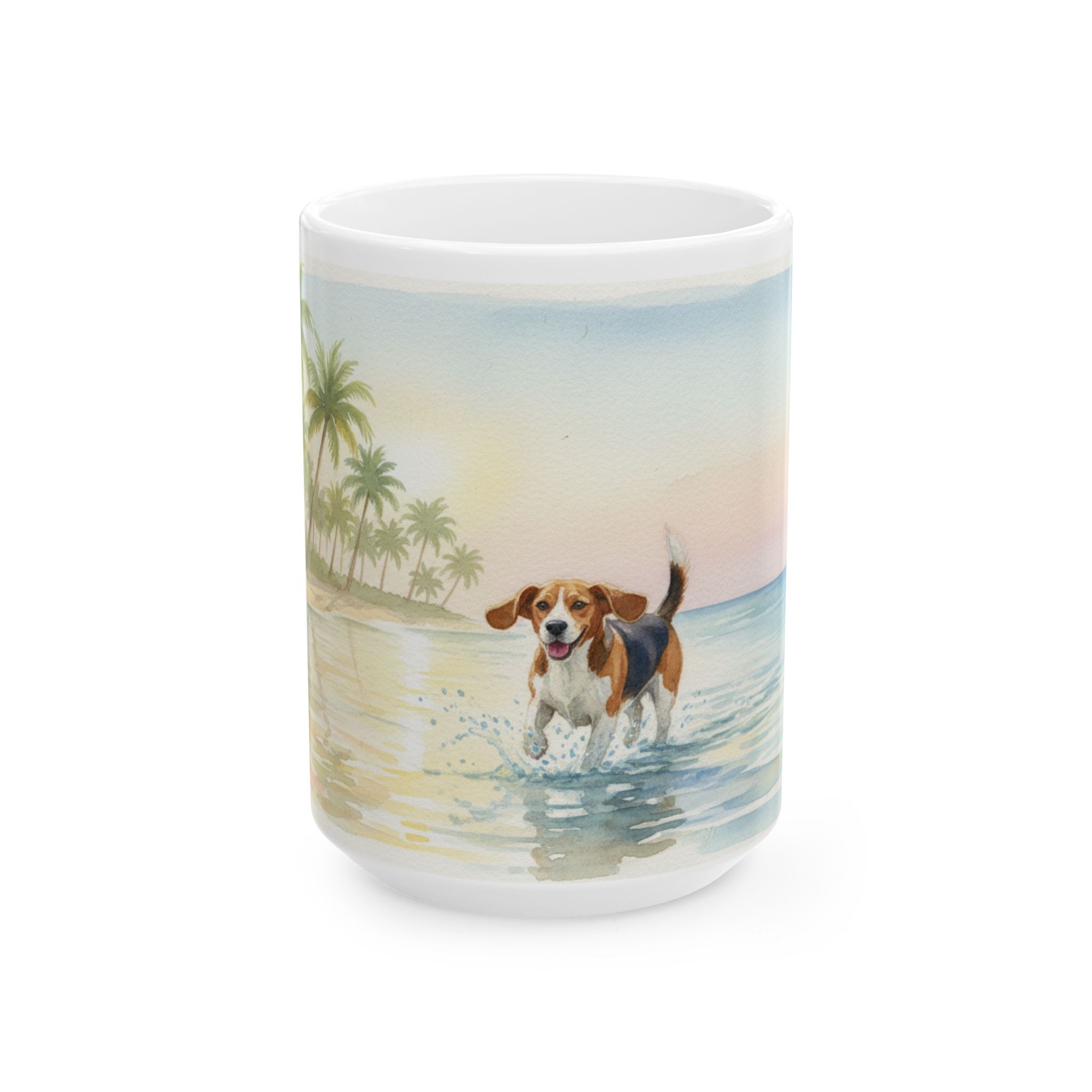 Beach Dog Ceramic Mug – Beagle in Surf 11oz/15oz