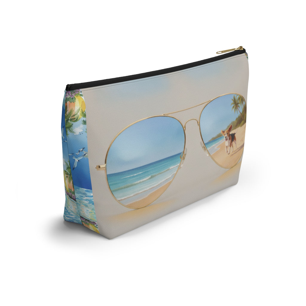 Tropical Beach Accessory Pouch – Sunglasses Reflection Makeup Bag